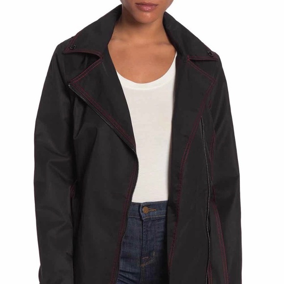 New MICHAEL Michael Kors Asymmetrical Zip Trench Coat - Picture 6 of 11